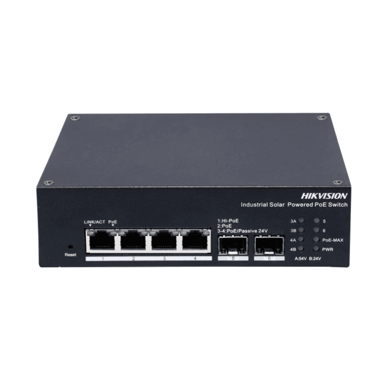 DS-3T1506HP-EI-UPS Switch Solar Industrial PoE 4 Puertos