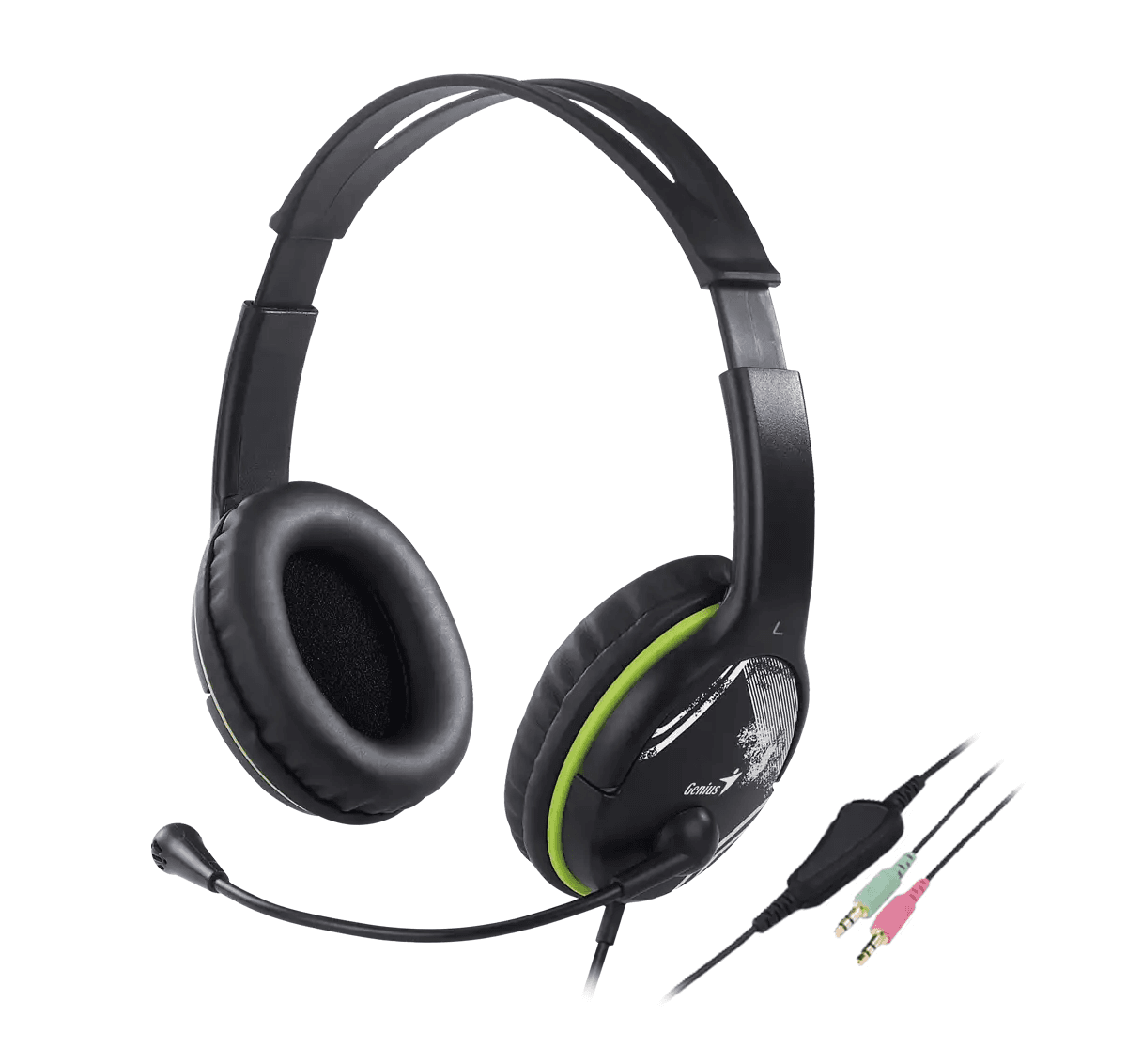 Auricular c/Mic Genius HS-400A,Green,+Single Jack Cable