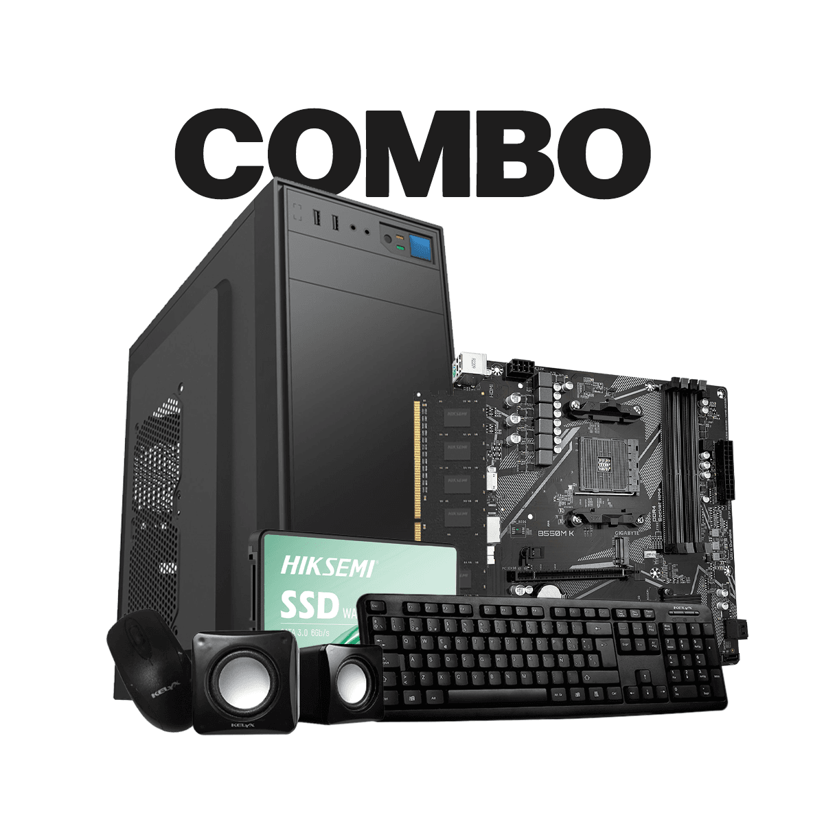 Pc Kelyx Kit 728-20 / MB Gigabyte B550 / Mem Hiksemi 8G 3200 / SSD Hiksemi 240G